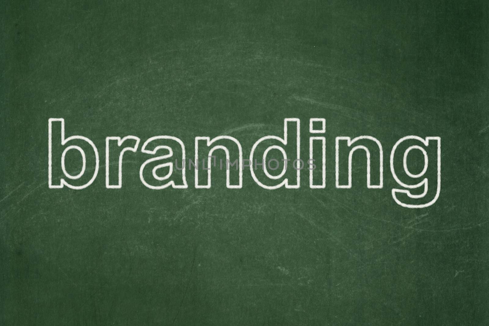 Marketing concept: text Branding on Green chalkboard background