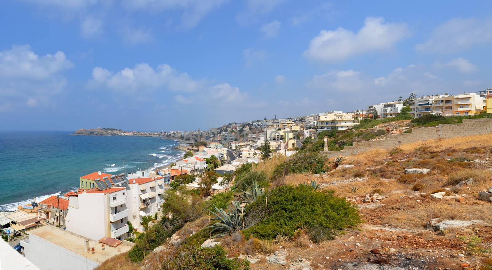 Rethymno city Crete Greece seashore panorama view