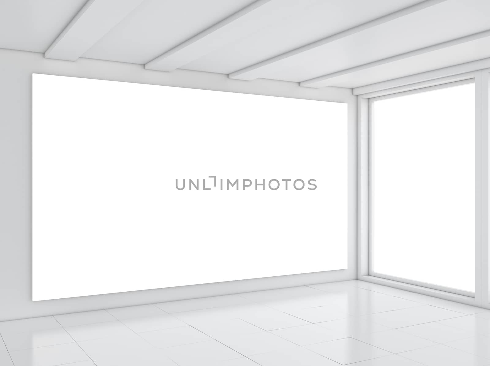 Empty white room, minimalism style. 3D illustration