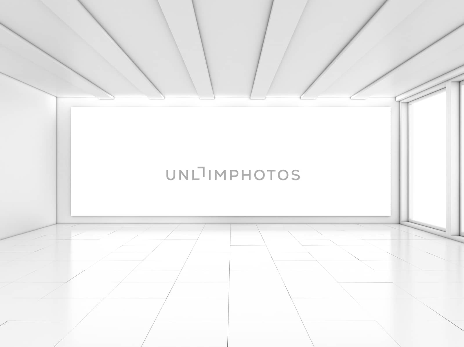 Empty white room, minimalism style. 3D illustration