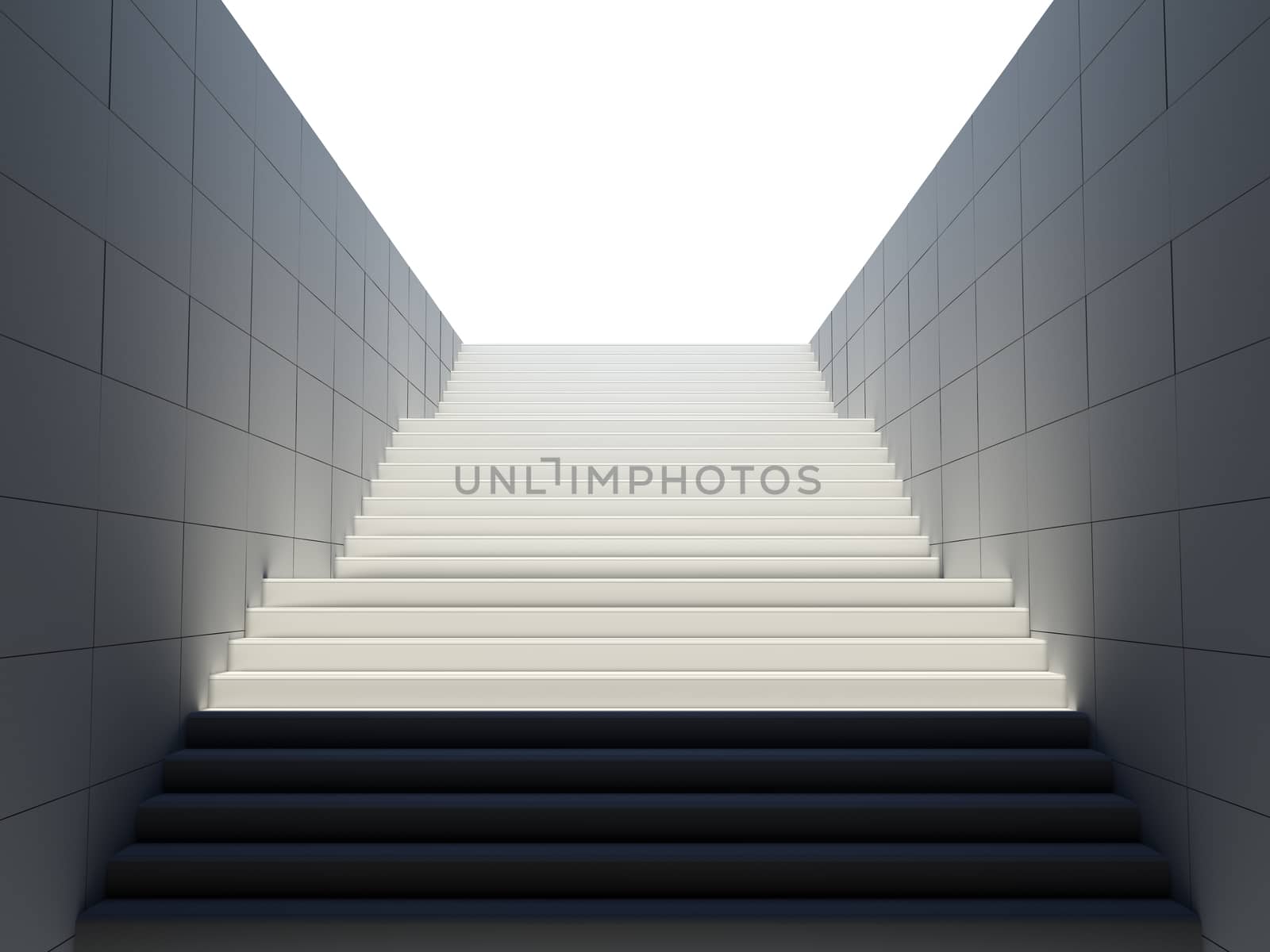 Empty white stairs in pedestrian subway by cherezoff