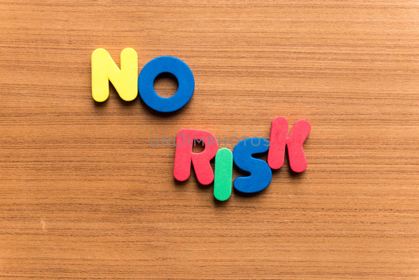 no risk colorful word on the wooden background