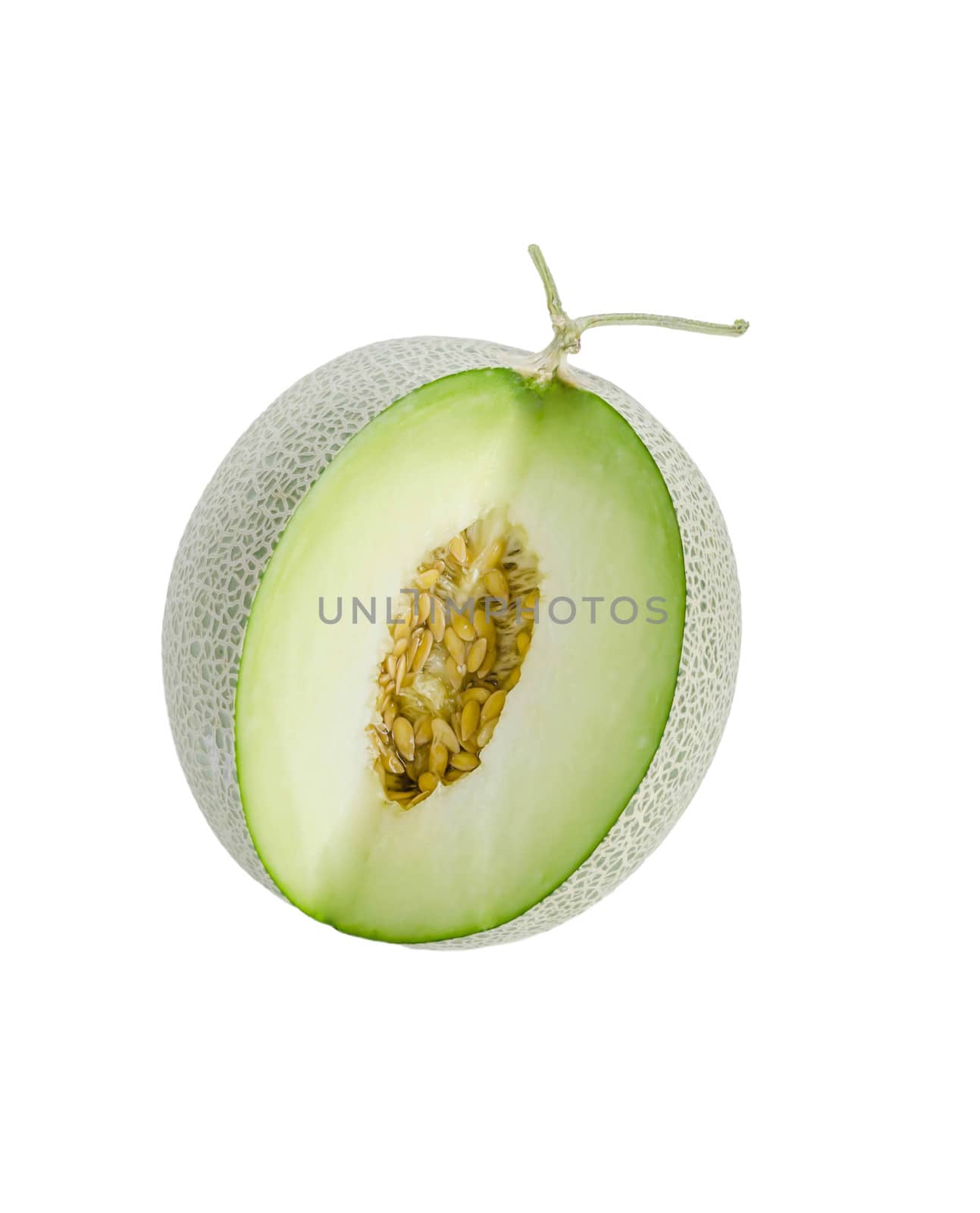 shopped green melon isolated on white background