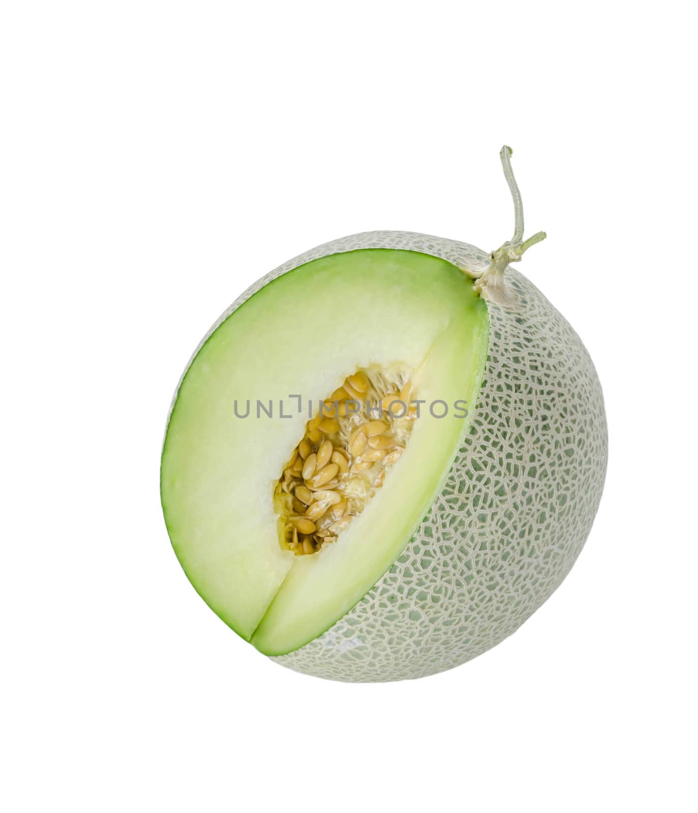shopped green melon isolated on white background