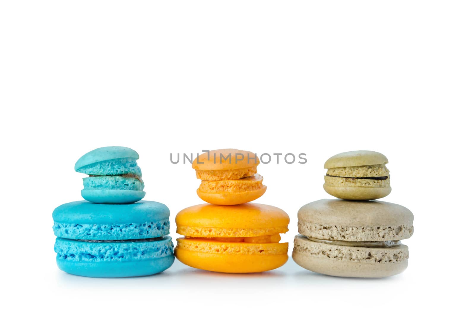 Colorful macaroons collection set on a white background