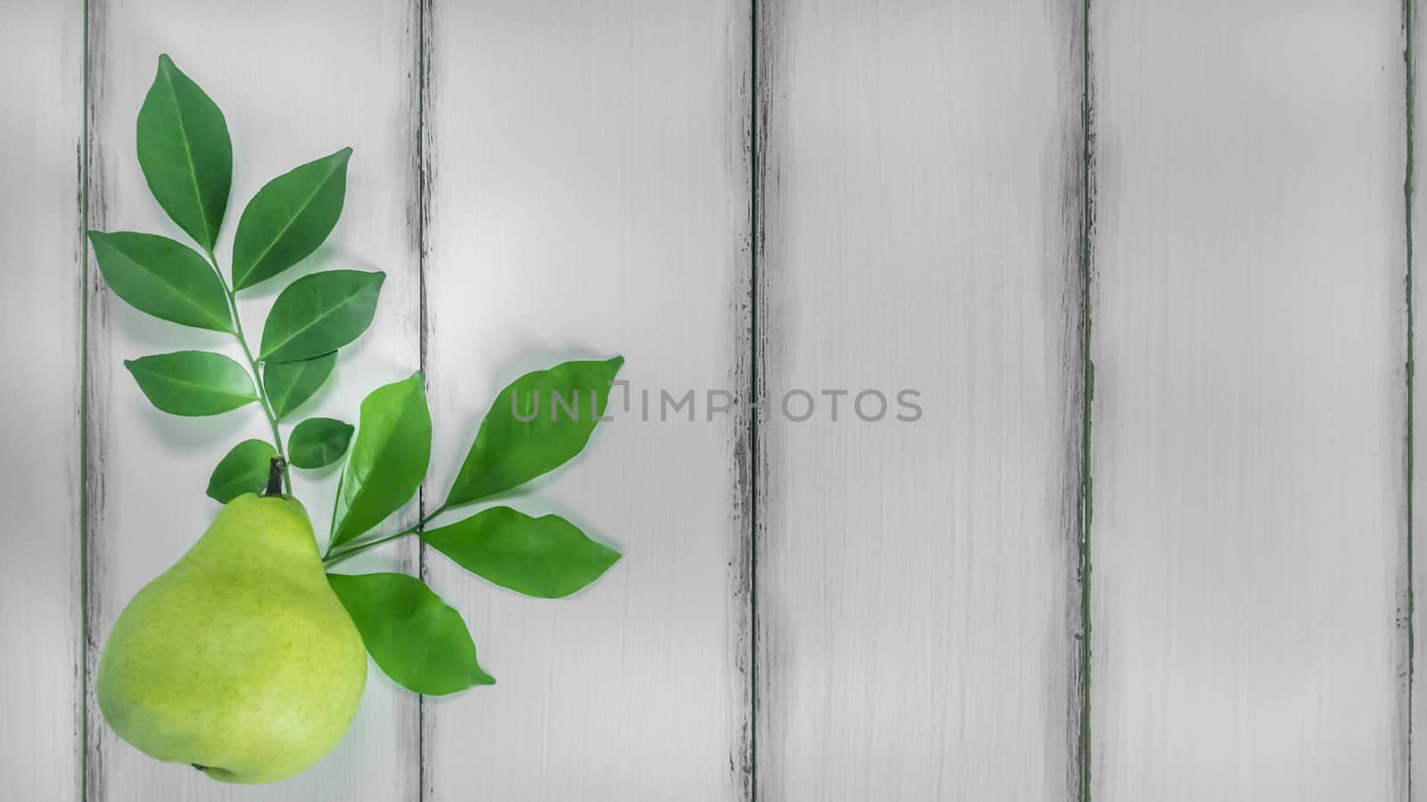 top view fresh pears on the wooden background, Free space for text