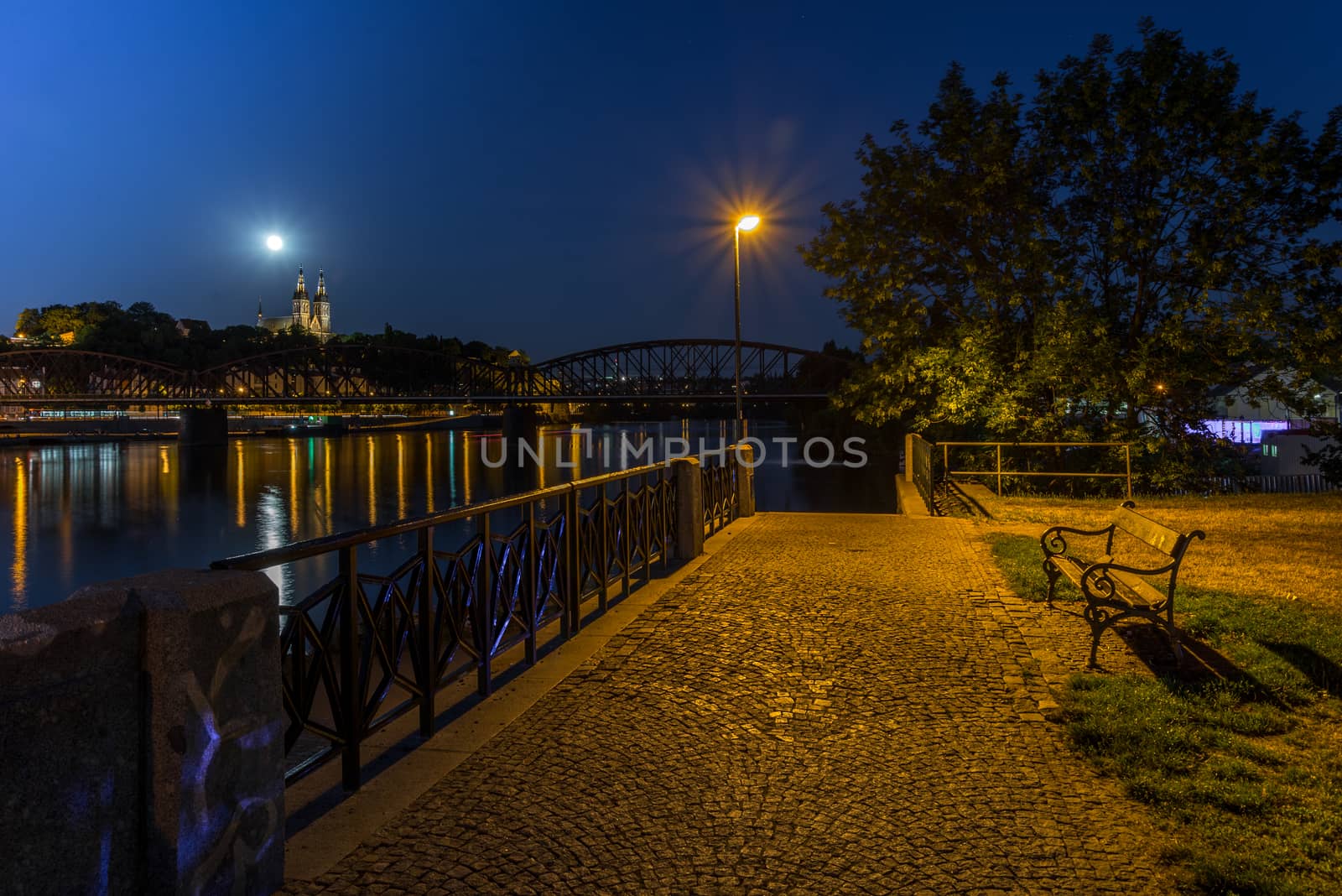 Prague river at night St Peter and Pauls