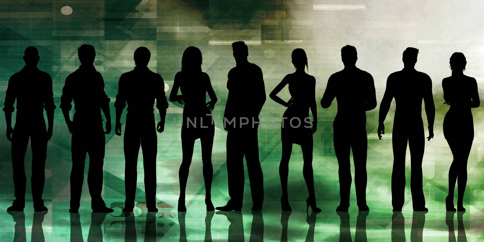 Business Executives Standing Against the Background as Art