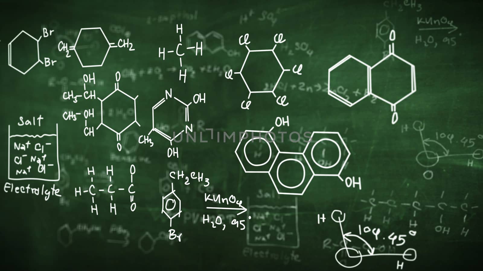 Chemical class green blackboard. Science concept.