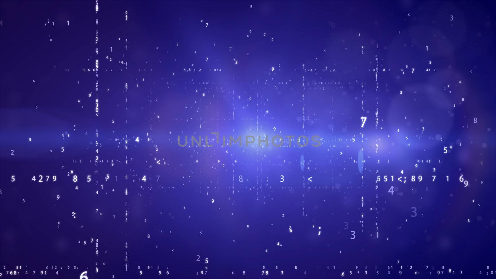 Cyberspace with digital binary code on blue background.