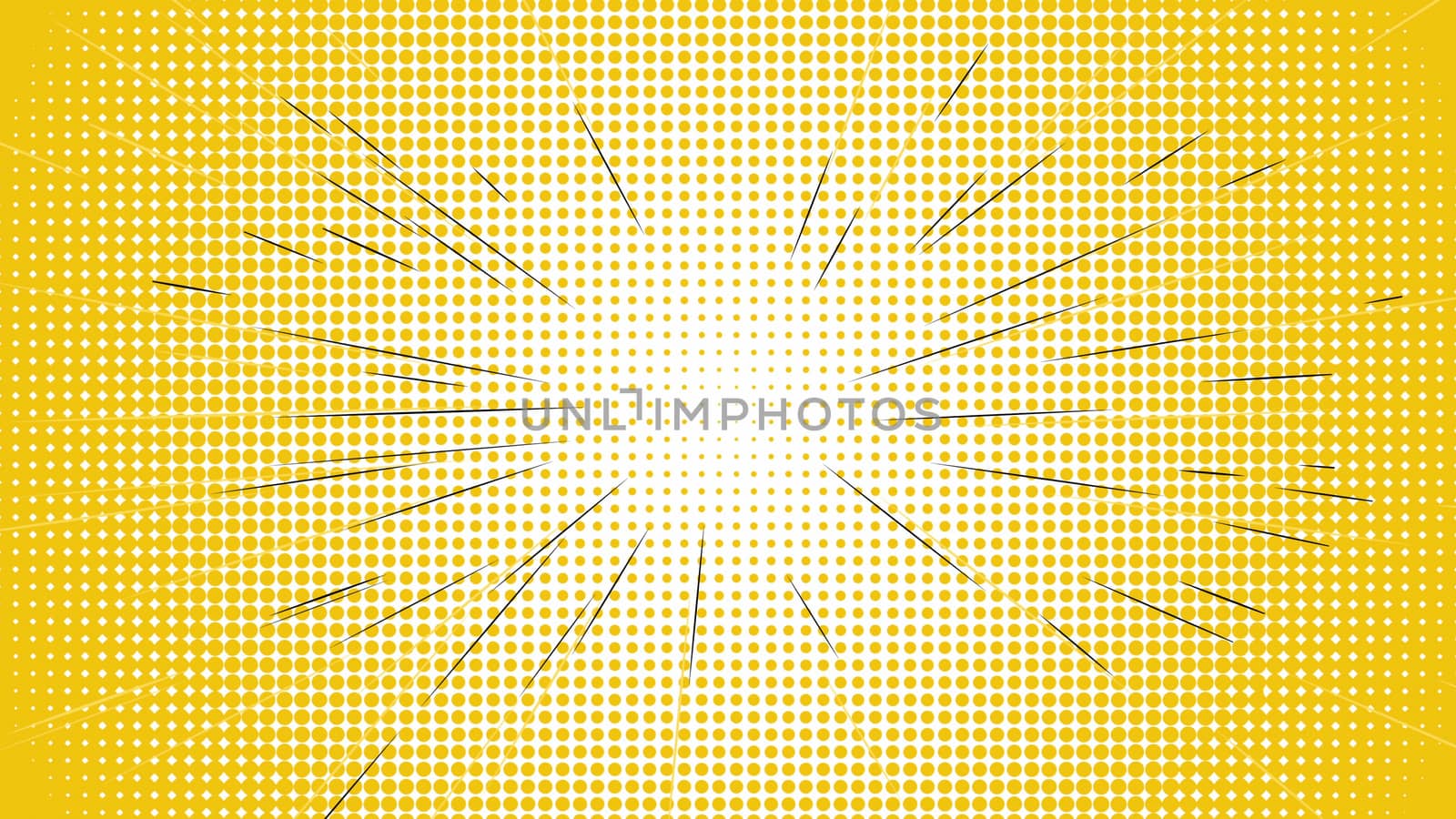 Comic speed radial on yellow dotted background