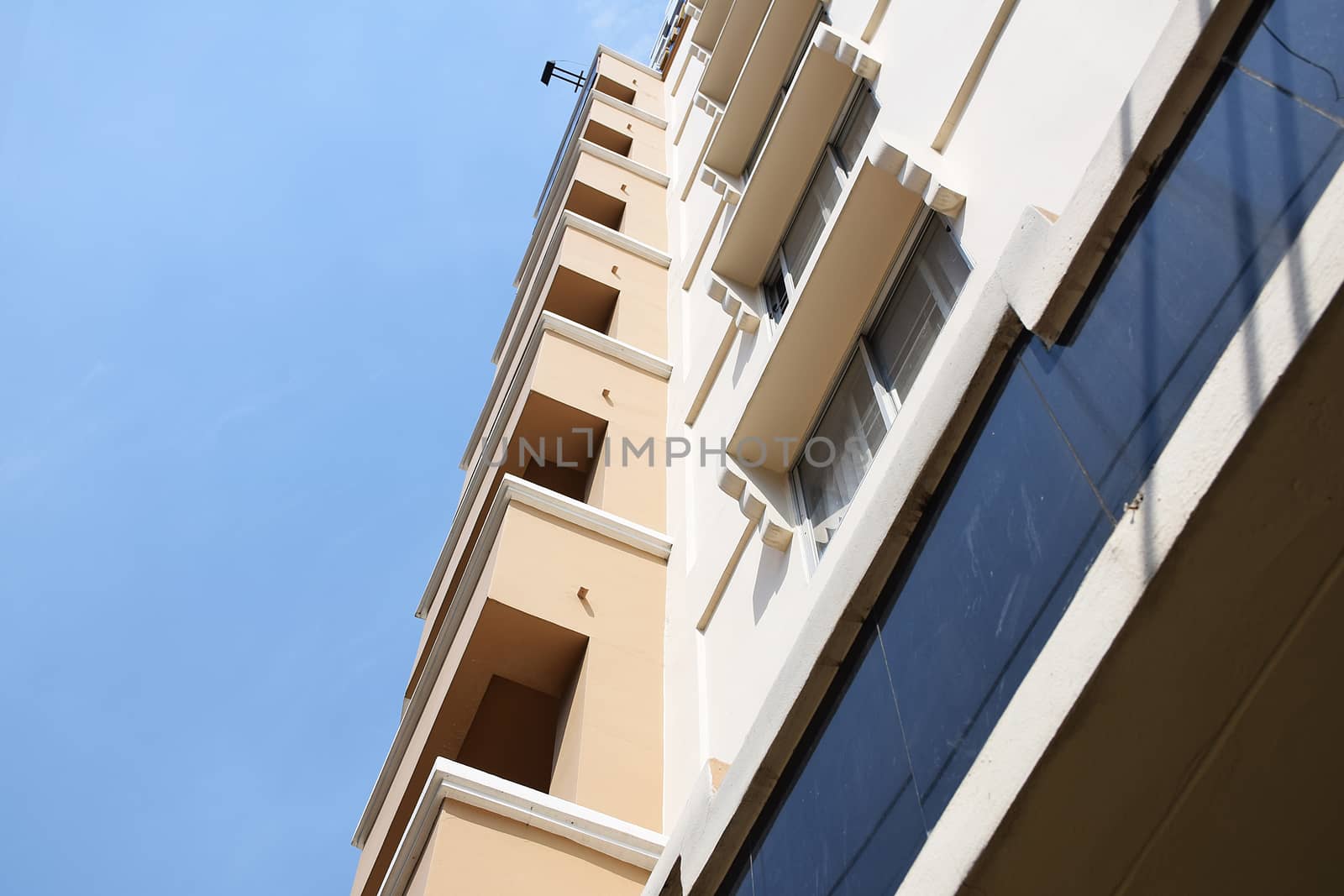 Look up at apartment housing in Thailand. the Step of building.