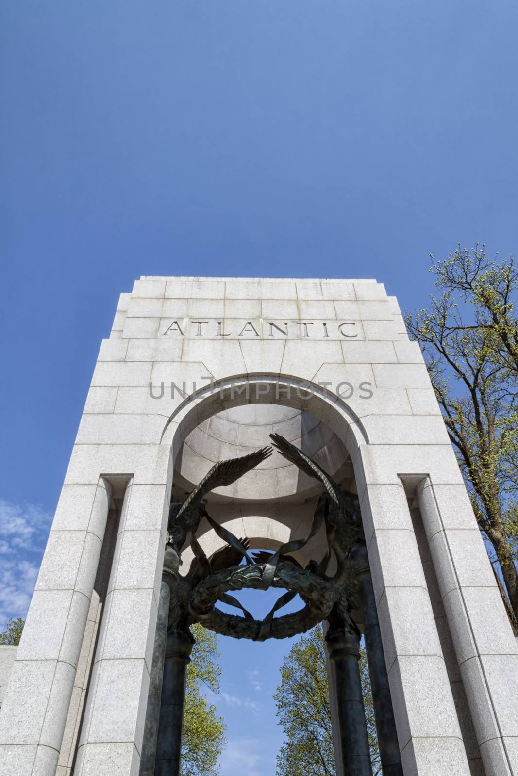 The Atlantic pillar or entrance at the The National World War II Memorial in Washington D.C., USA