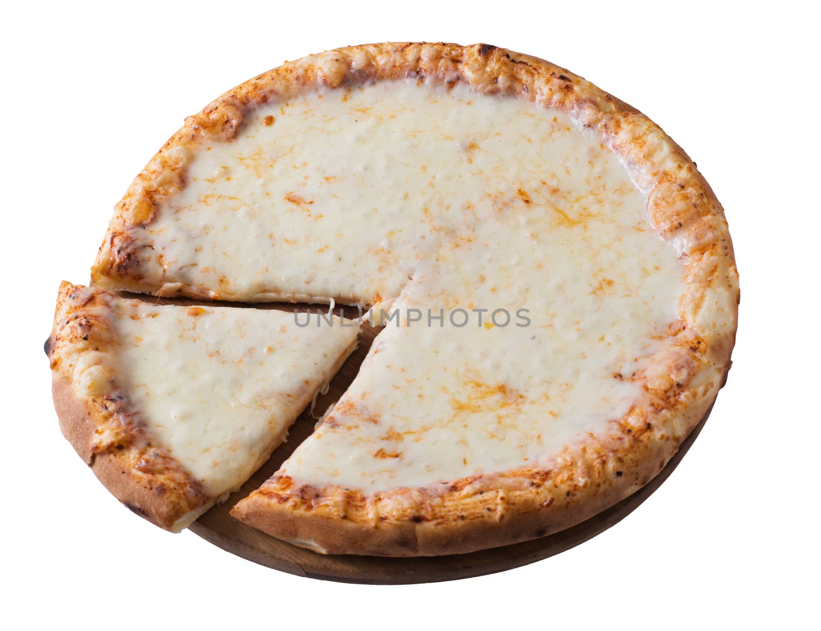 Tasty cheese pizza, isolated on white by kzen
