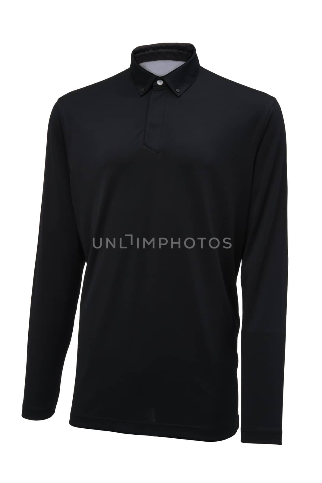 Golf long sleeve black sport shirt isolated on white background