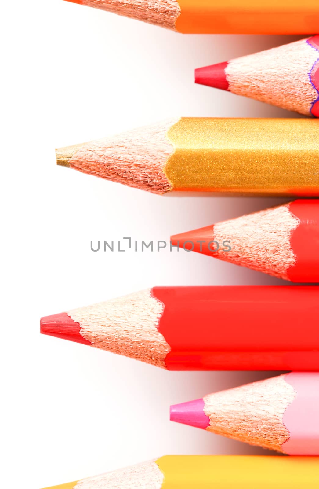 colored pencils close-up while lying in a row