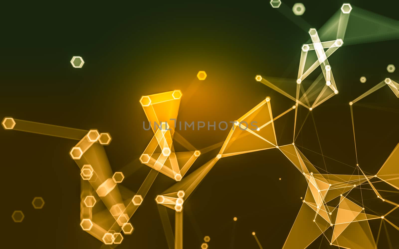 Abstract polygonal space low poly dark background with connecting dots and lines. Connection structure. 3d rendering