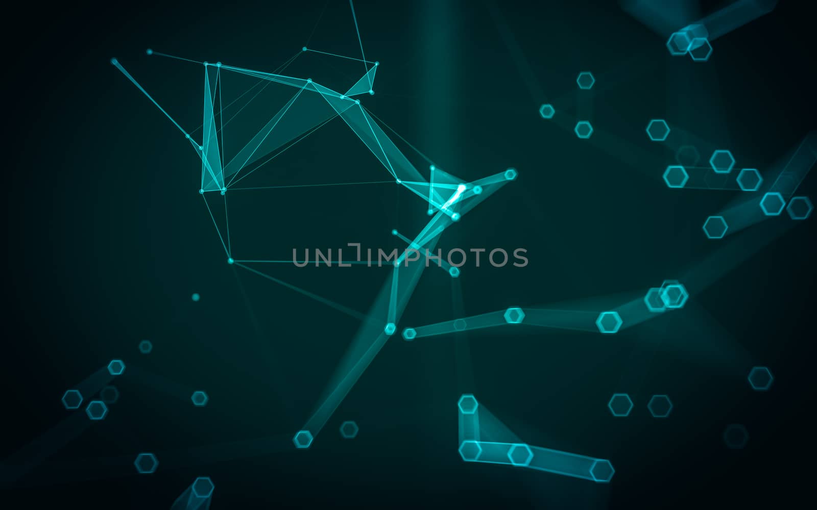 Abstract polygonal space low poly dark background with connecting dots and lines. Connection structure. 3d rendering