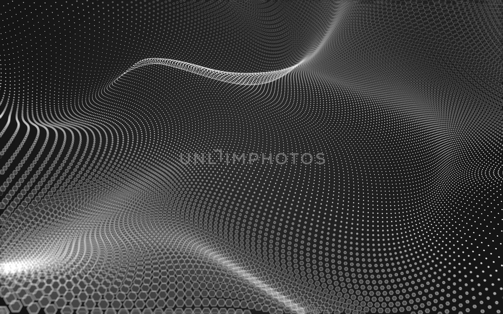 Abstract polygonal space low poly dark background with connecting dots and lines. Connection structure. 3d rendering