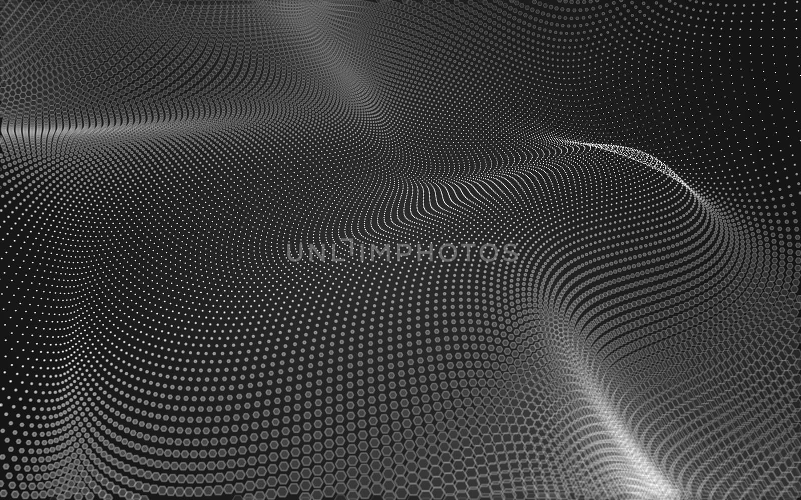 Abstract polygonal space low poly dark background with connecting dots and lines. Connection structure. 3d rendering