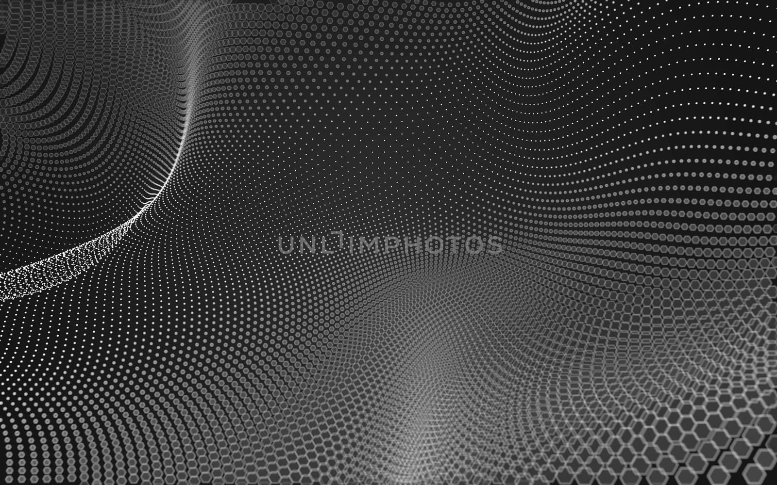 Abstract polygonal space low poly dark background with connecting dots and lines. Connection structure. 3d rendering