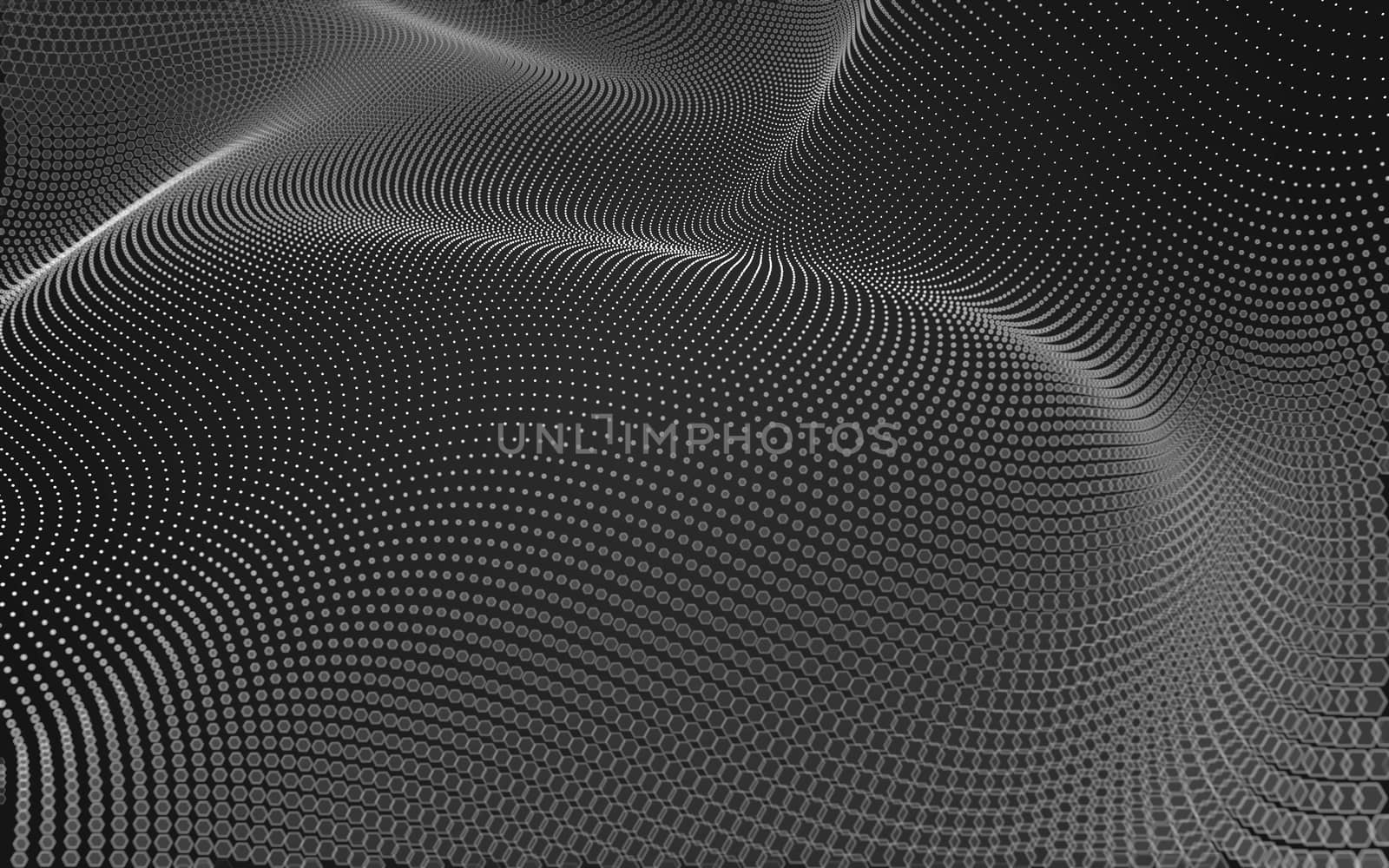 Abstract polygonal space low poly dark background with connecting dots and lines. Connection structure. 3d rendering