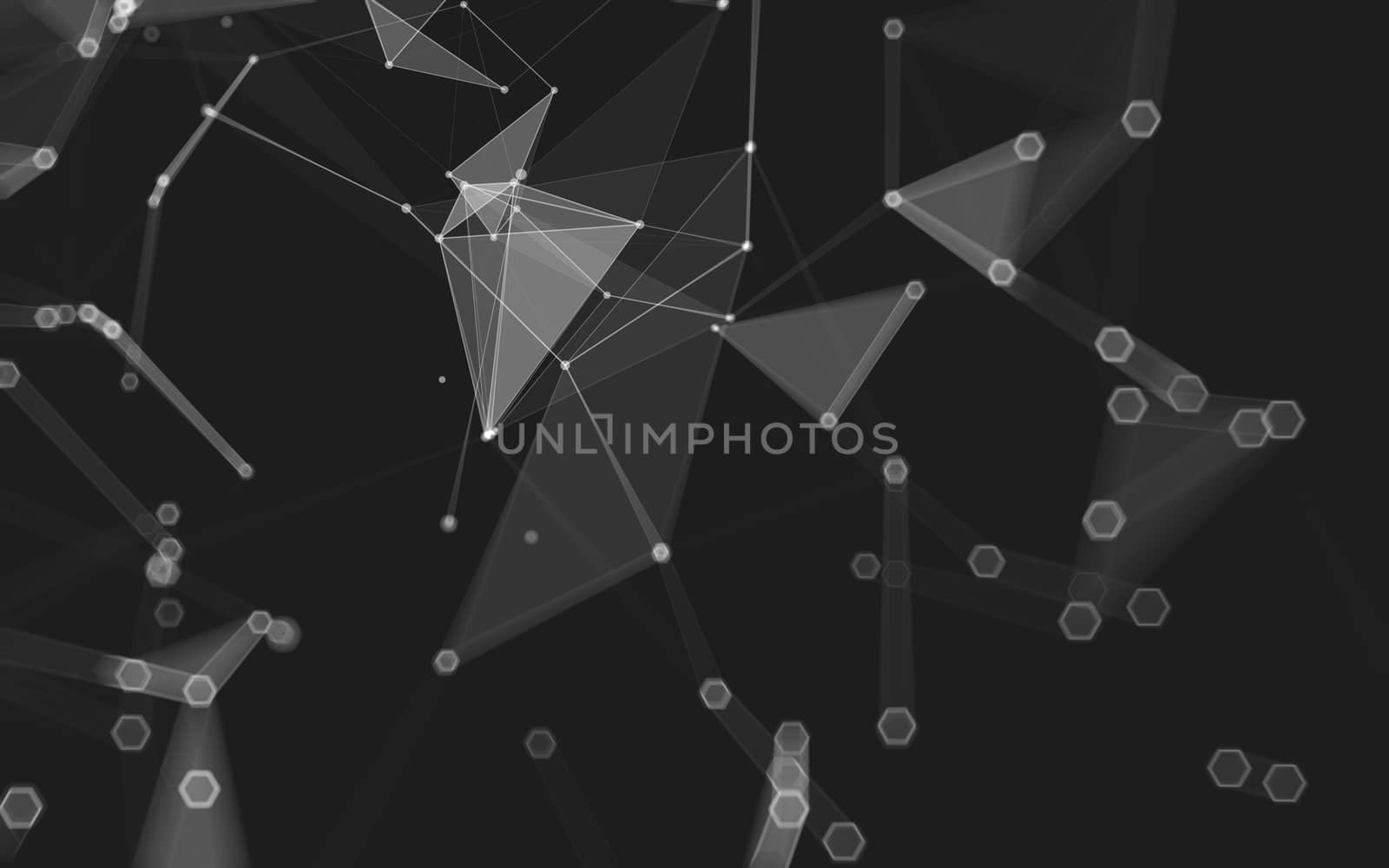 Abstract polygonal space low poly dark background with connecting dots and lines. Connection structure. 3d rendering