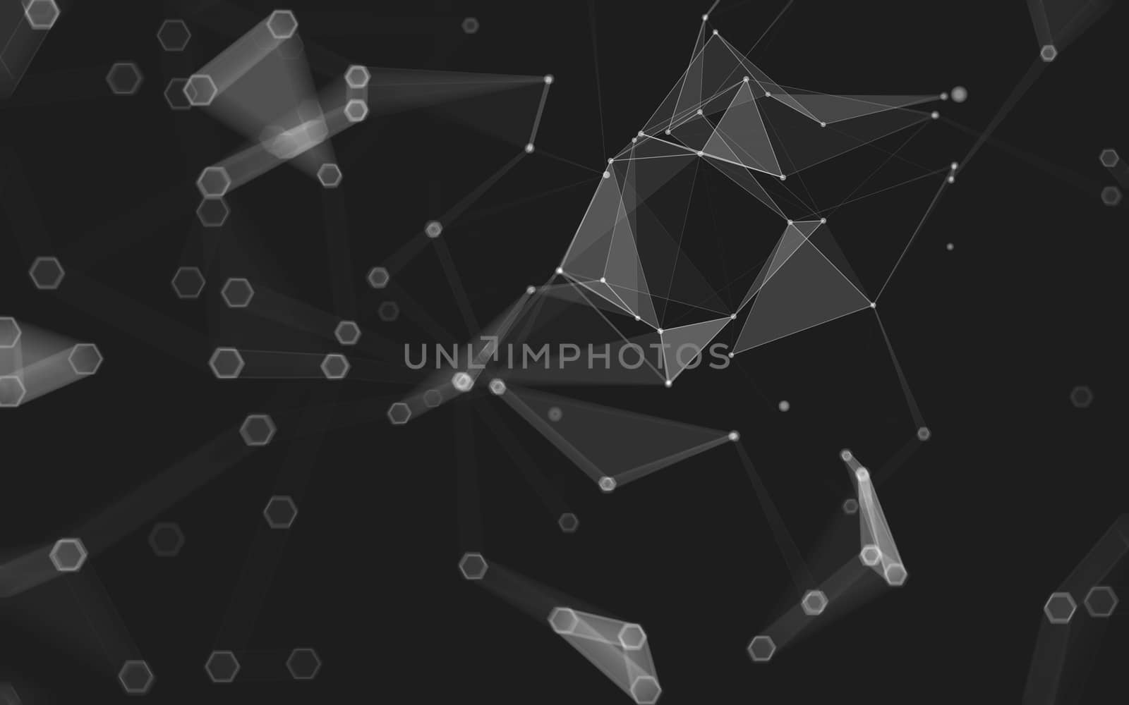 Abstract polygonal space low poly dark background with connecting dots and lines. Connection structure. 3d rendering