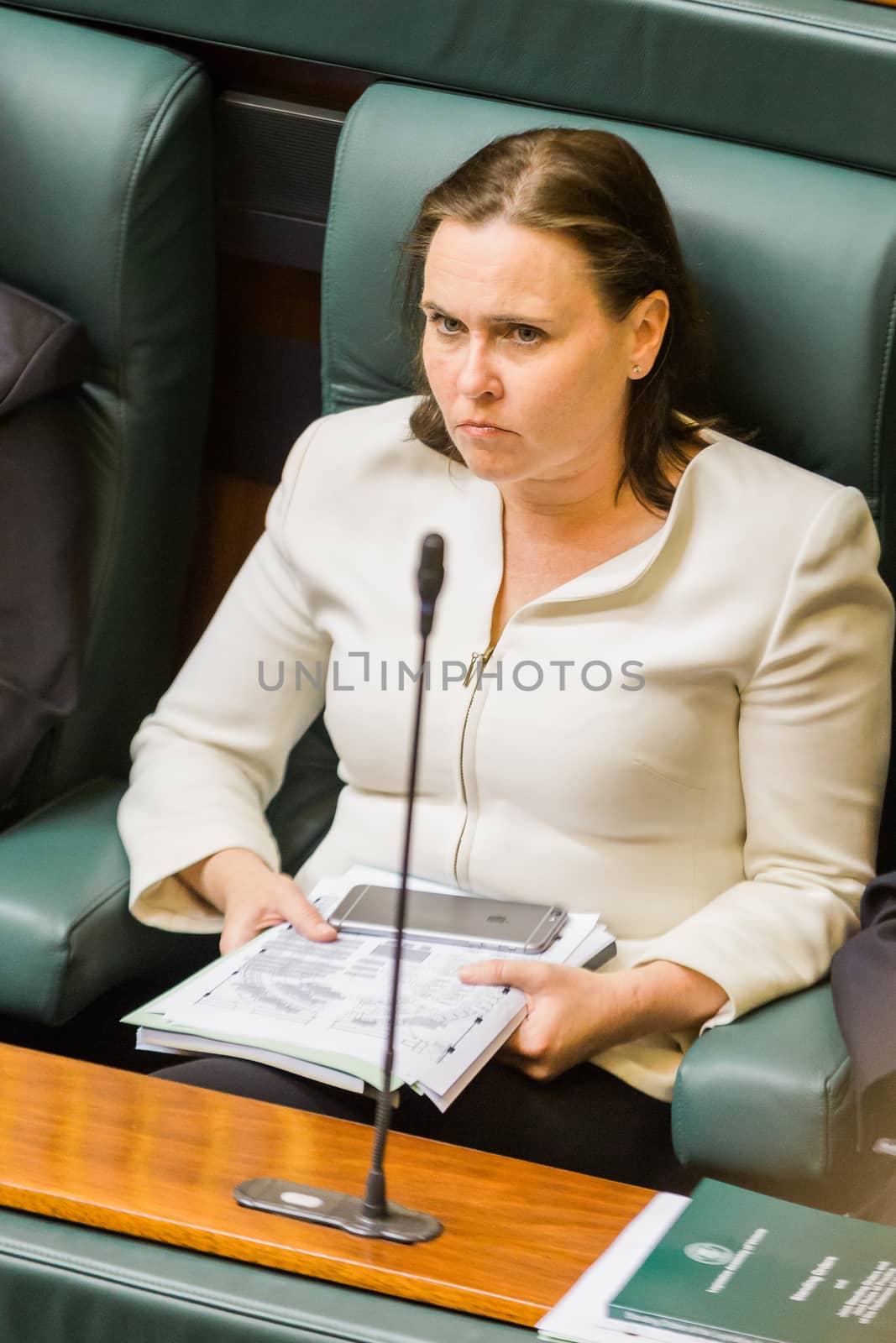 MELBOURNE/AUSTRALIA - AUGUST 16, 2016: Jane Garrett in parliament on Tuesday, after being assulted by a women in Carlton on Monday.