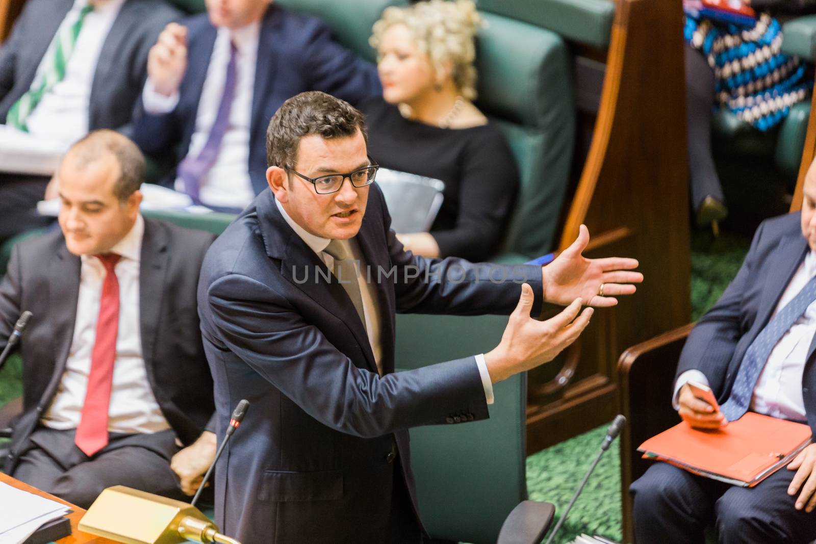 MELBOURNE/AUSTRALIA - AUGUST 16, 2016: Premier Danial Andrews defends his Governments actions against the CFA.