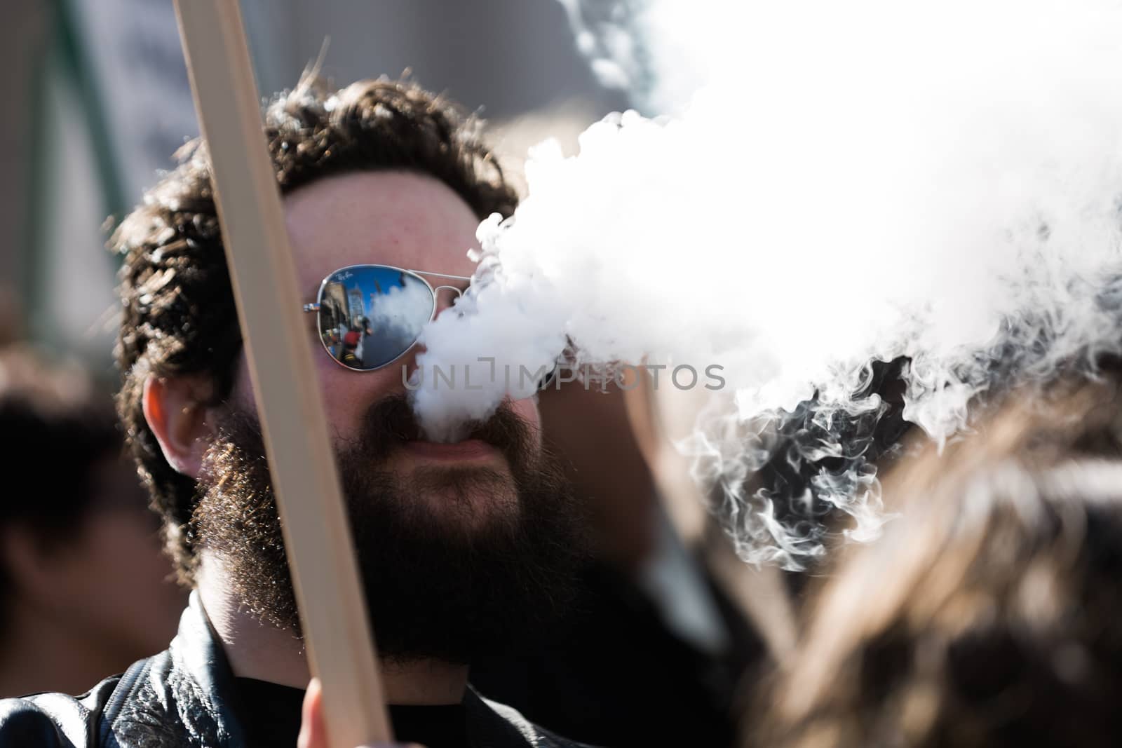 MELBOURNE/AUSTRALIA - AUGUST 16, 2016: Protesters from the New Nicotine Alliance held a rally outside the Victorian Parliament house on Tuesday in time for Question Time.