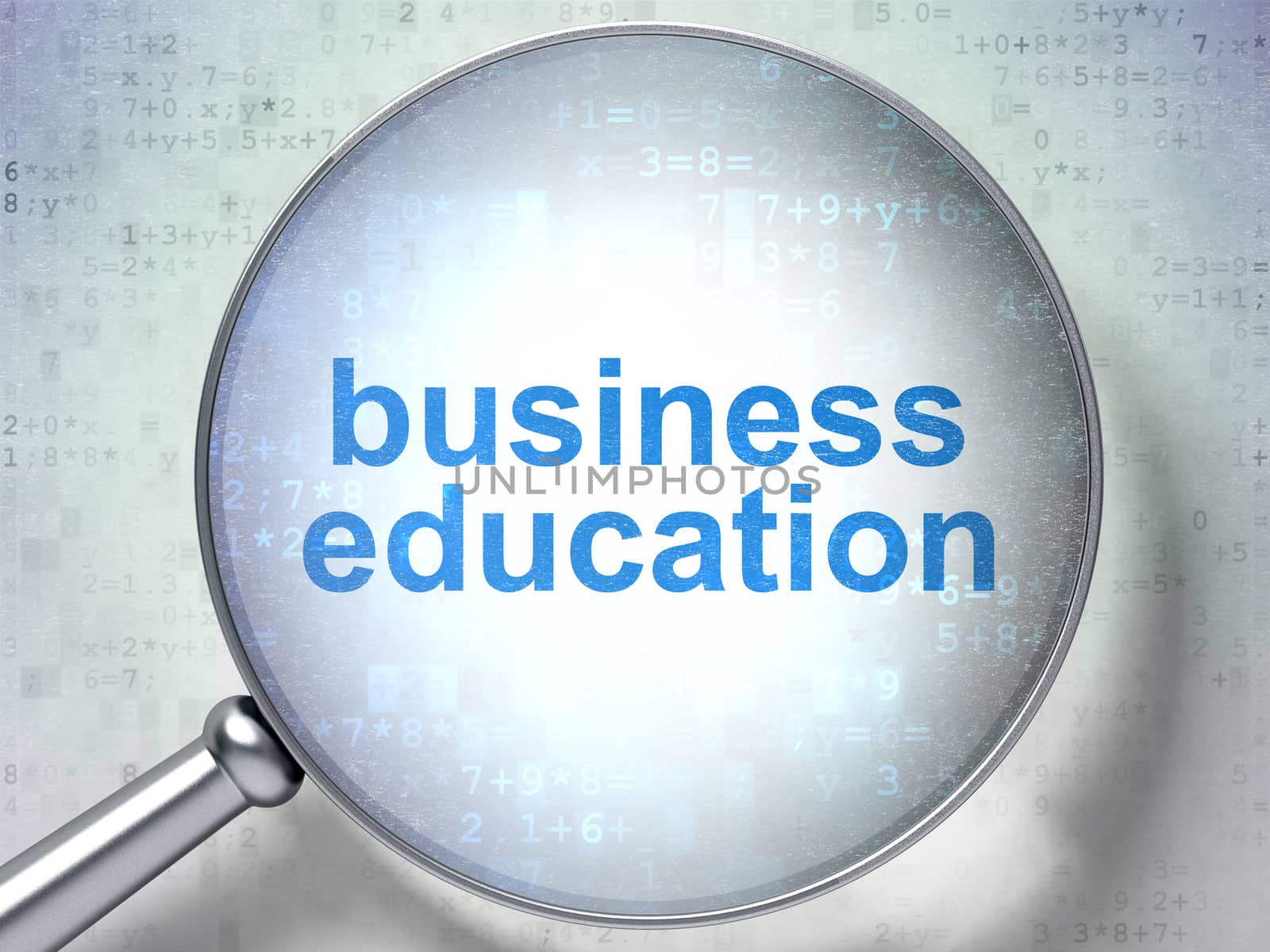 Education concept: Business Education with optical glass by maxkabakov