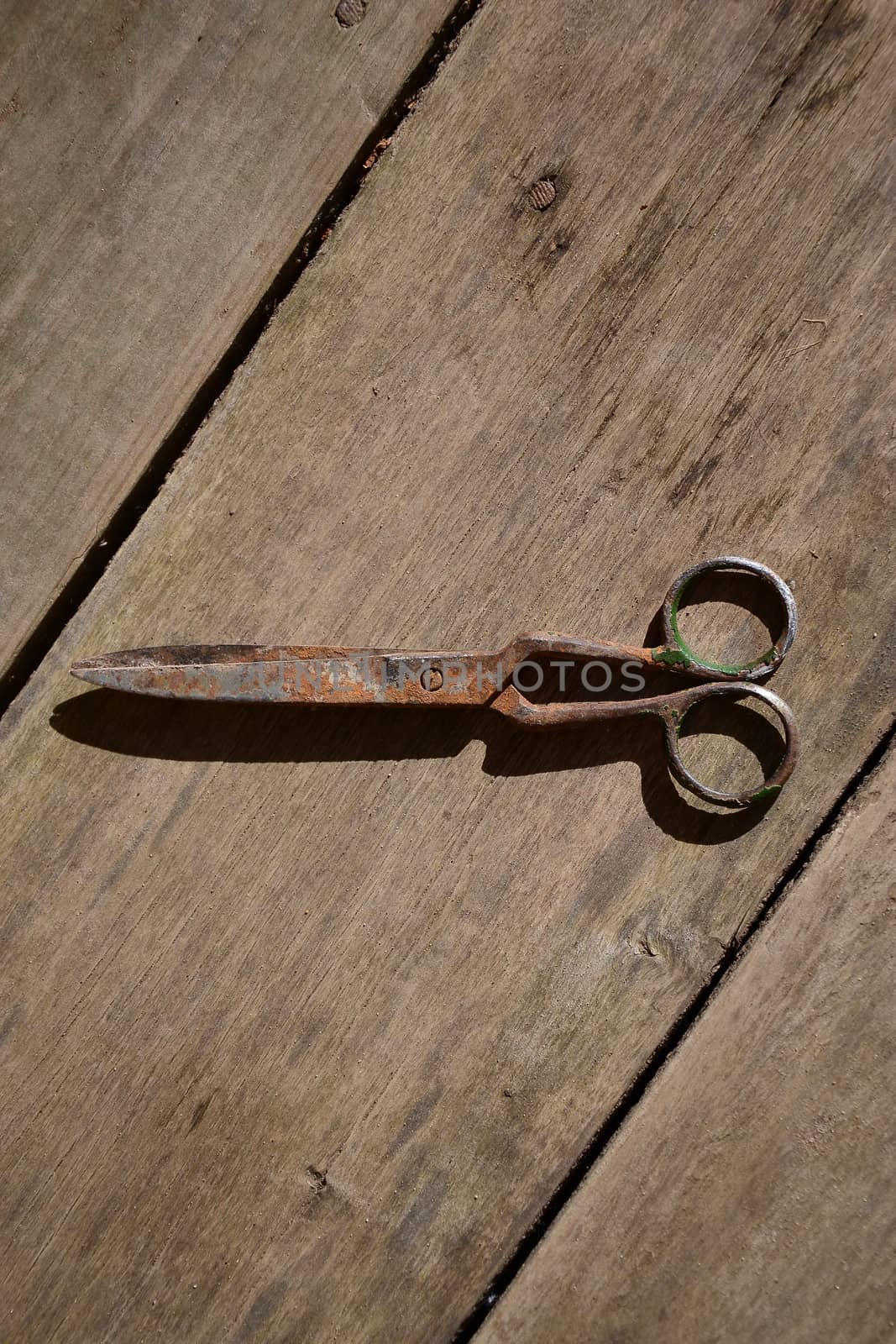 Old scissors on the floor