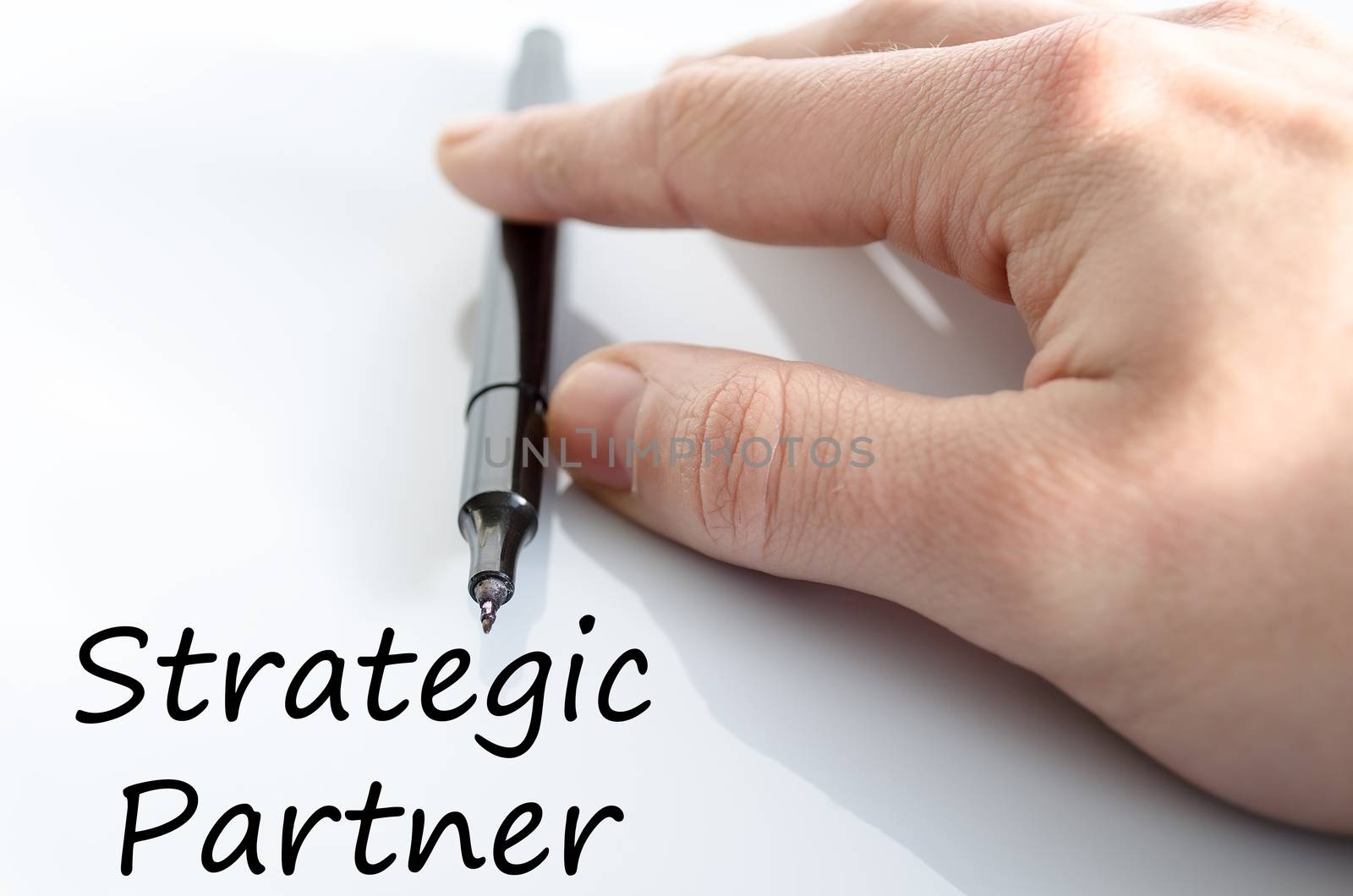 Strategic partner text concept isolated over white background