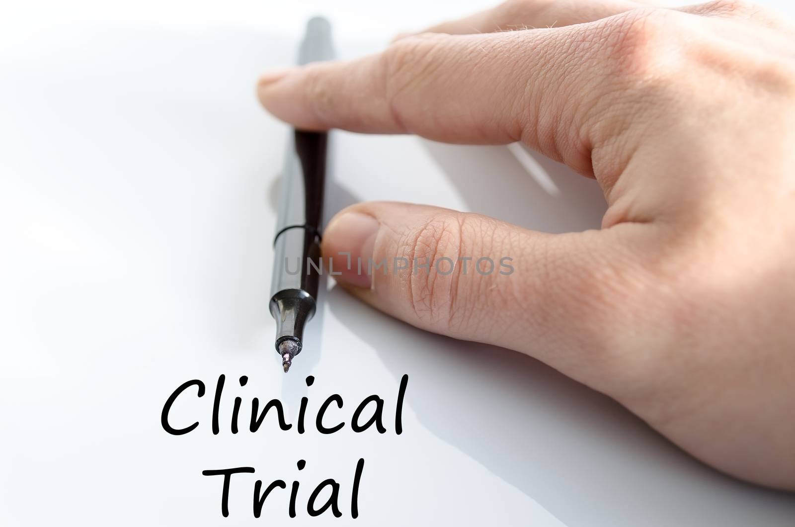 Clinical trial text concept isolated over white background