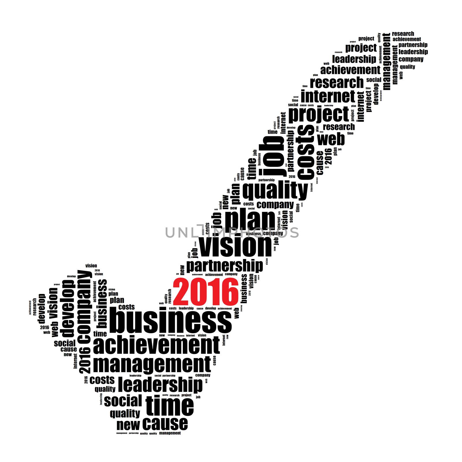 2016 goals word cloud concept over white background
