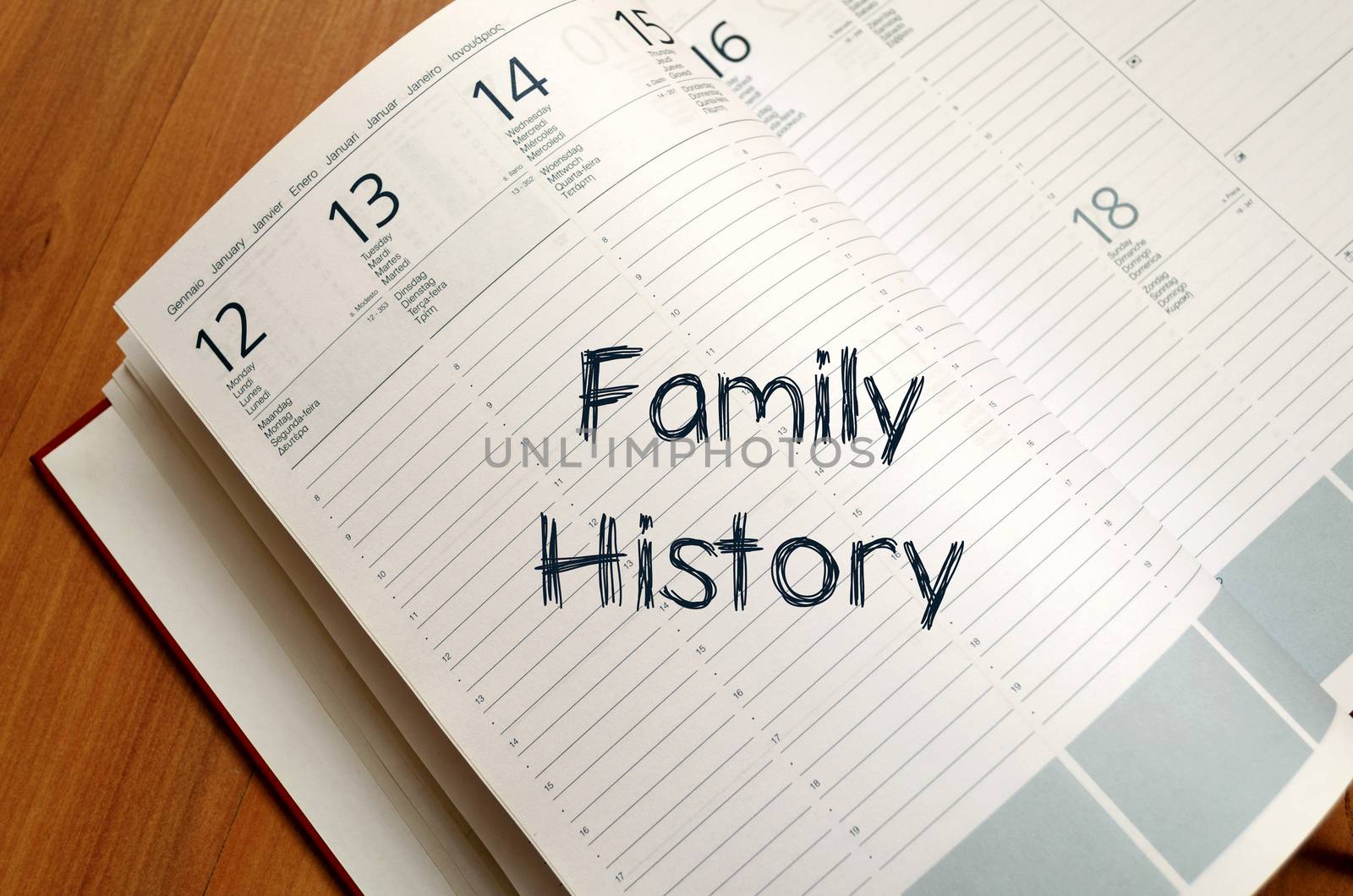 Family history text concept write on notebook