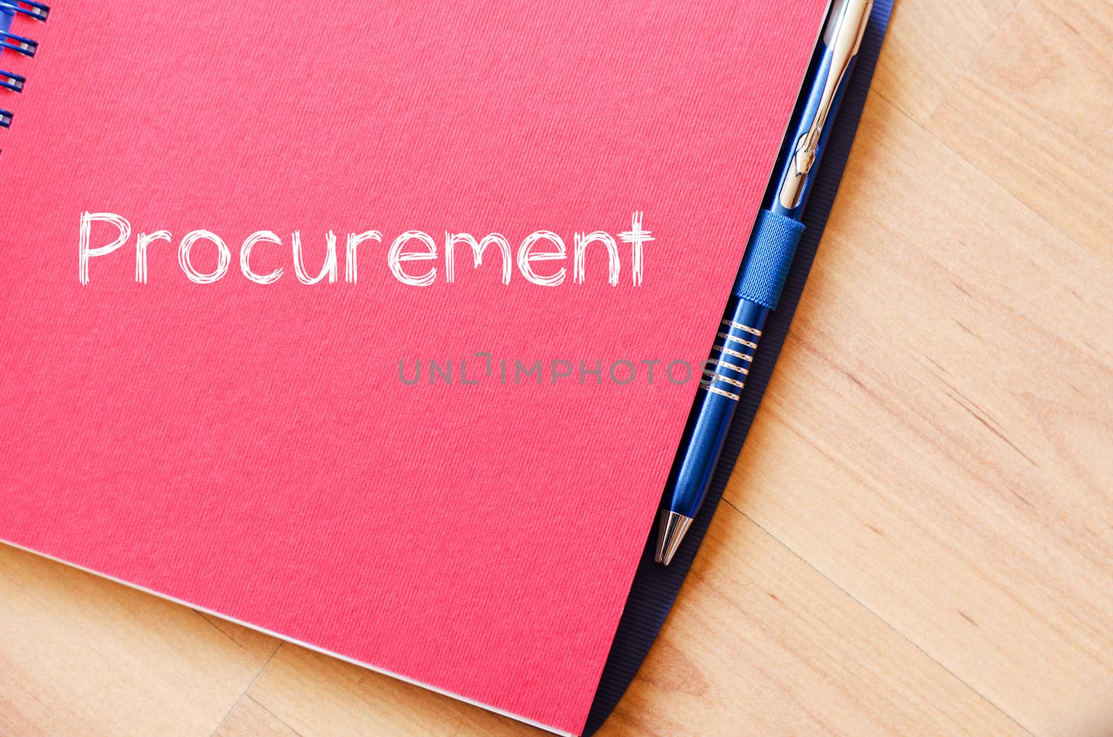 Procurement text concept write on notebook with pen