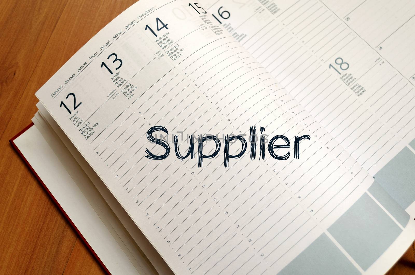 Supplier text concept write on notebook