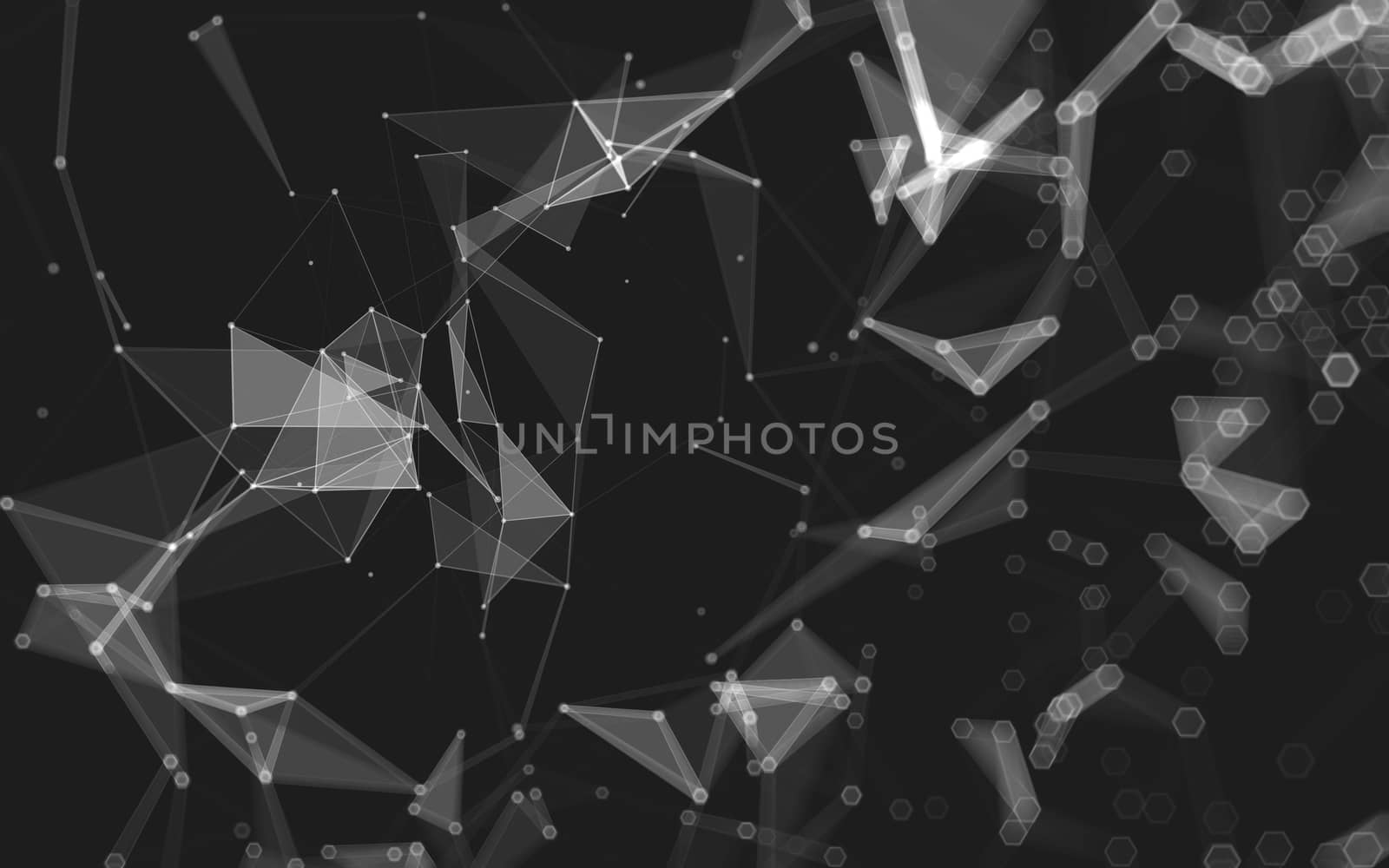 Abstract polygonal space low poly dark background with connecting dots and lines. Connection structure. 3d rendering