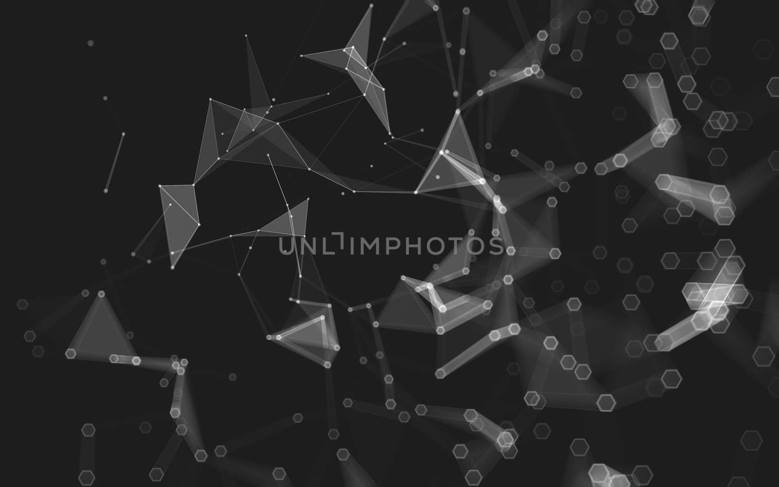 Abstract polygonal space low poly dark background with connecting dots and lines. Connection structure. 3d rendering