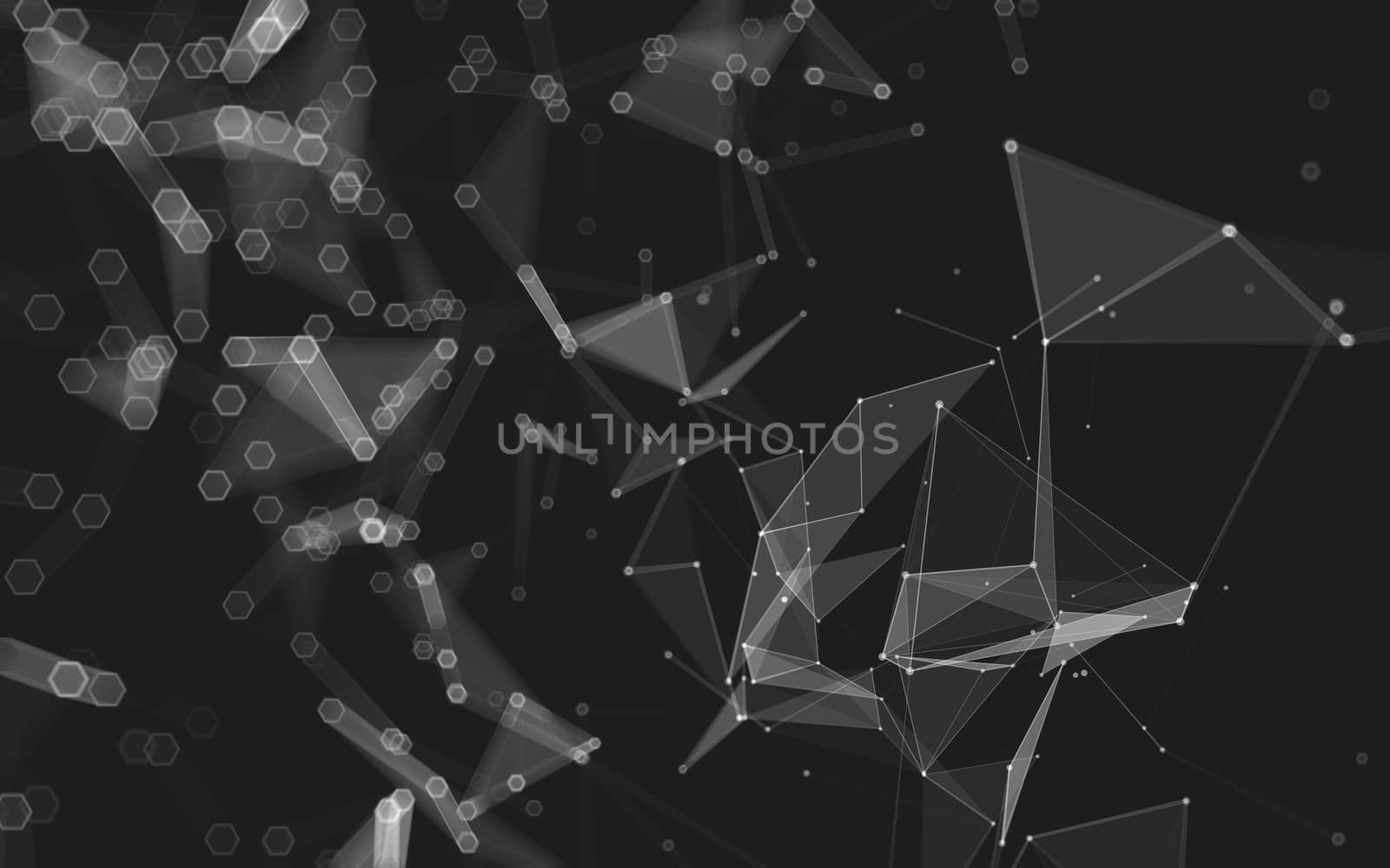 Abstract polygonal space low poly dark background with connecting dots and lines. Connection structure. 3d rendering