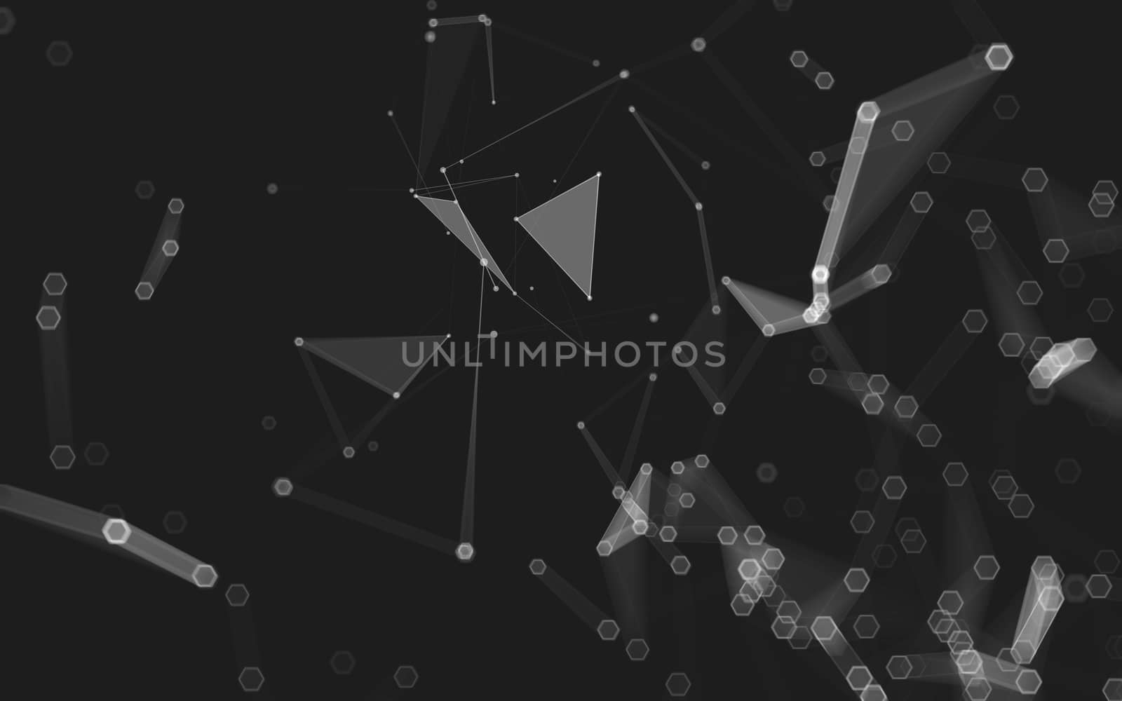 Abstract polygonal space low poly dark background with connecting dots and lines. Connection structure. 3d rendering