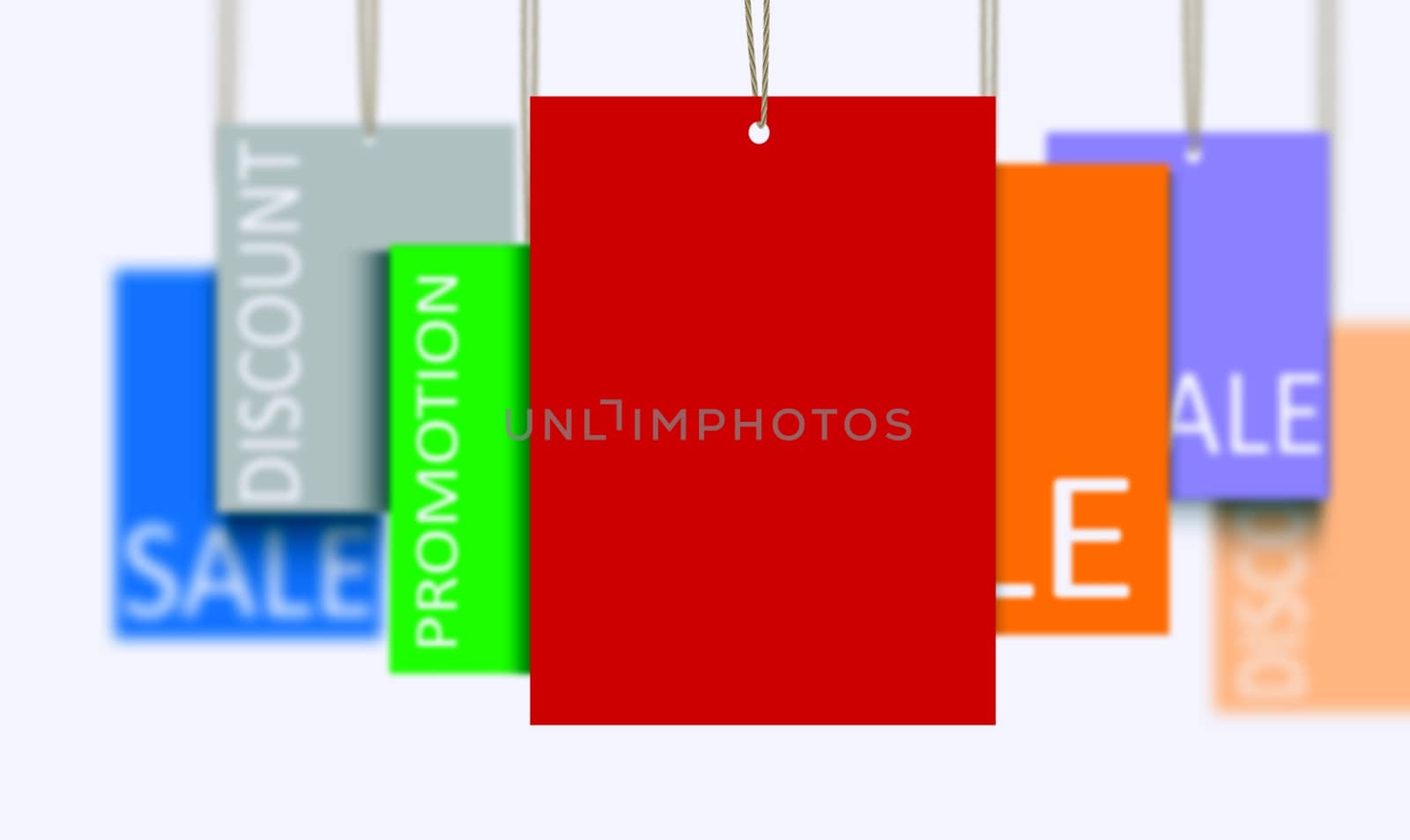 3D rendering multi color sales tags