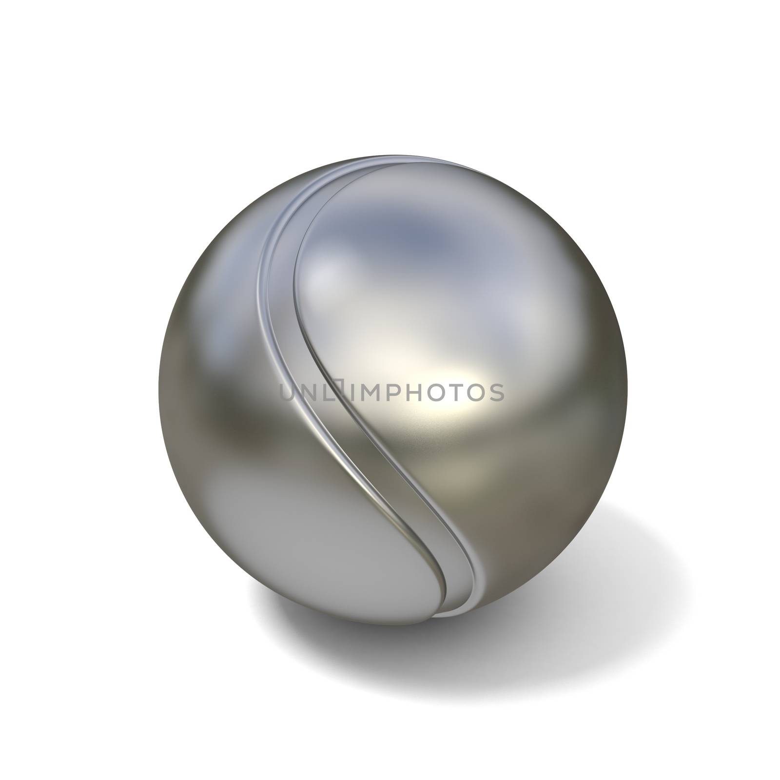 Silver tennis ball isolated on white background. 3D illustration