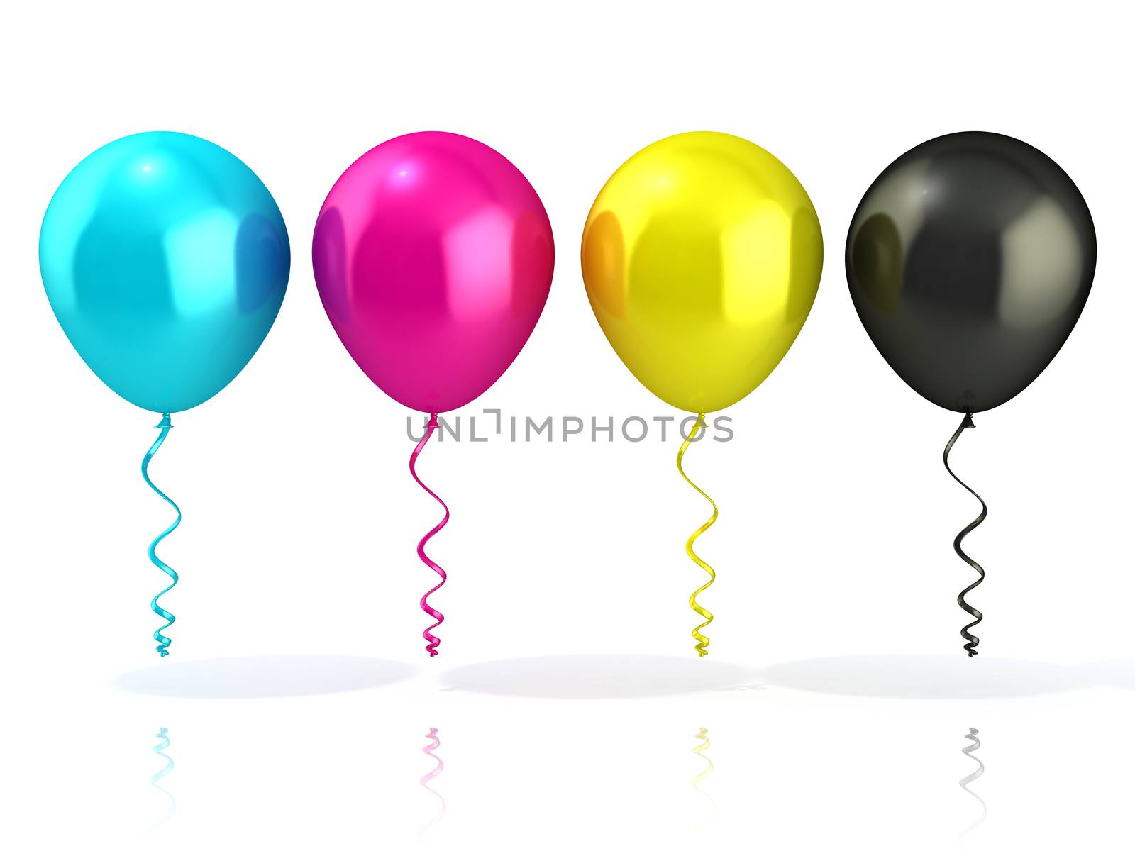 CMYK balloons, isolated on white