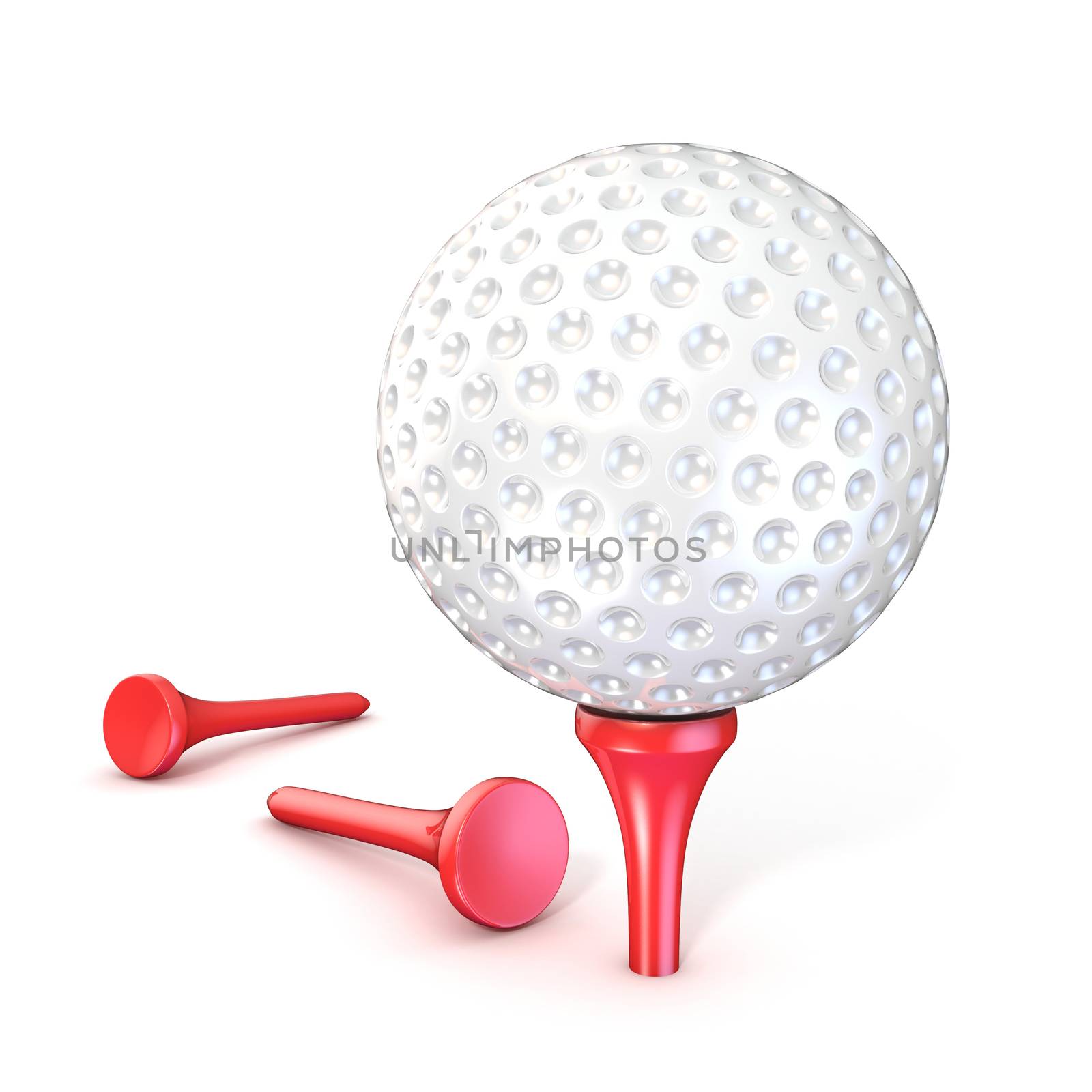 Golf ball on red tee. 3D by djmilic