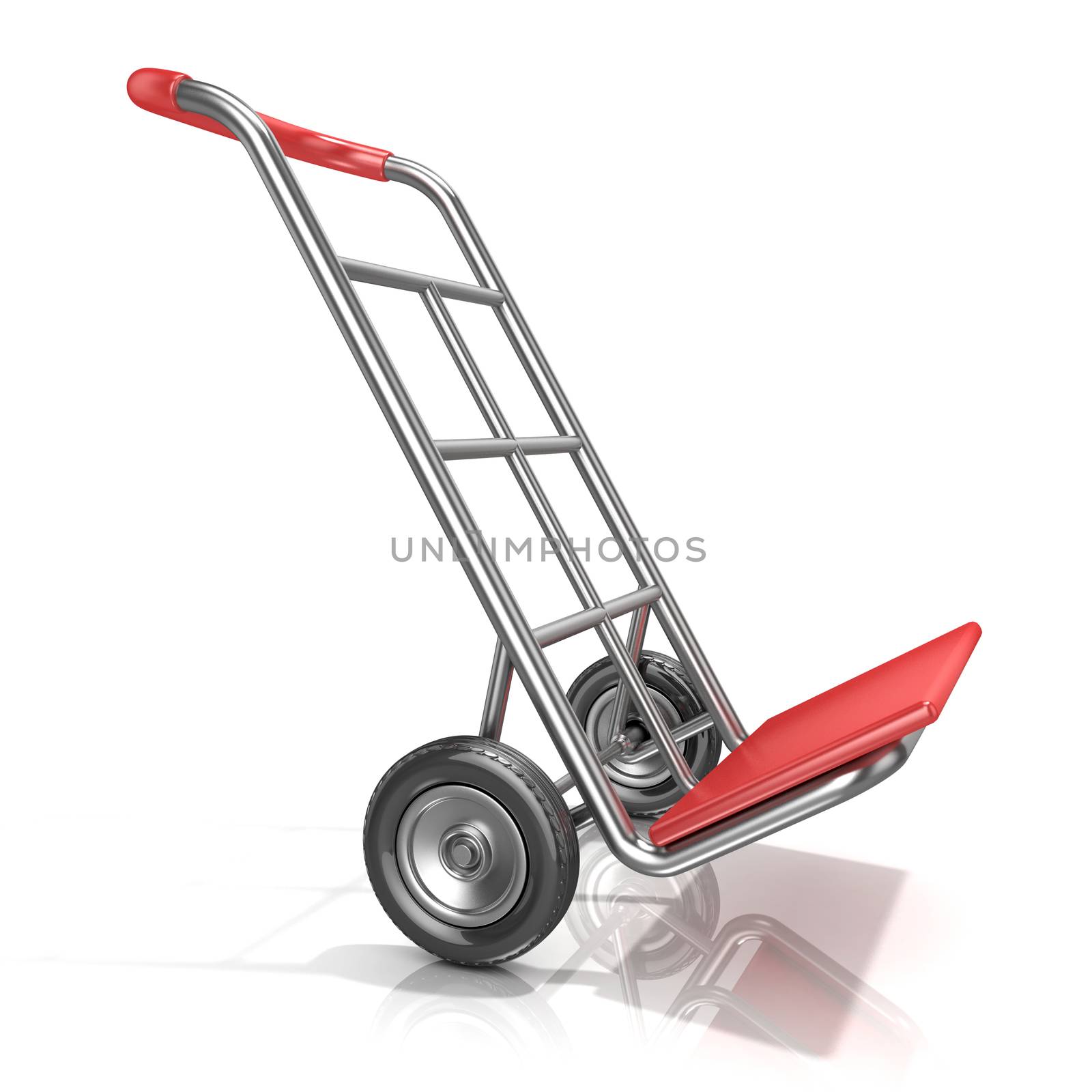 An empty hand truck, isolated on white background. 3D by djmilic