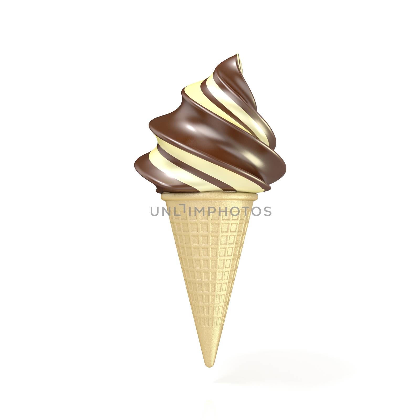 Soft serve chocolate and vanilla ice cream. 3D by djmilic