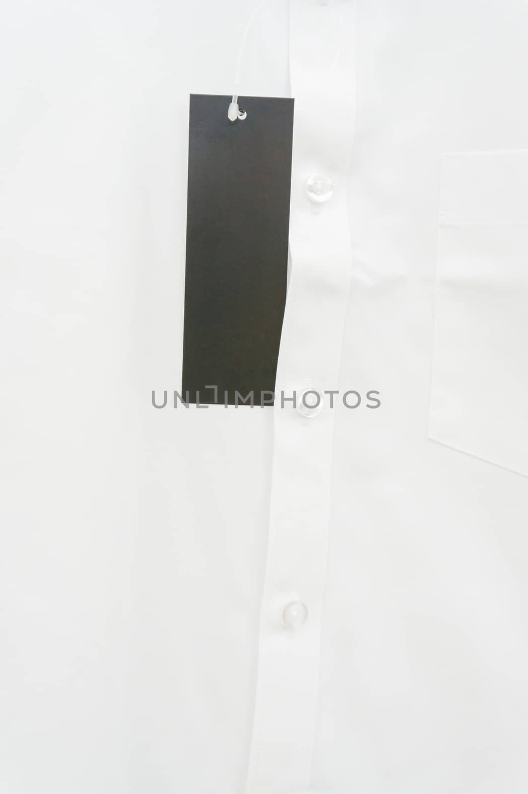 Blank Black Tag on White Shirt